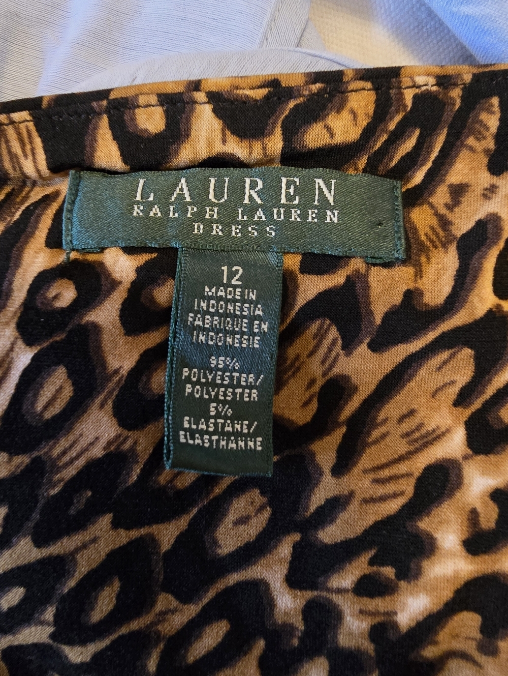 Ralph Lauren Leopard Print V-Neck Sleeveless Midi Dress - Brown/Black Sz 12 - Picture 7 of 9